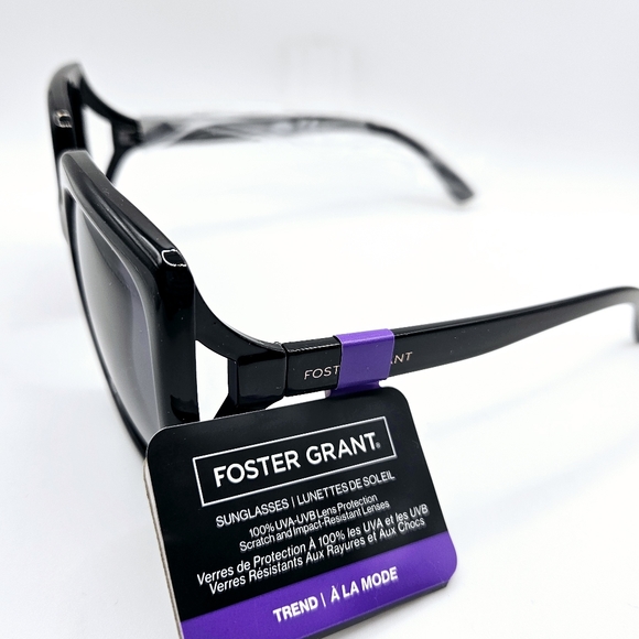 Foster Grant Black Square Oversized Sunglasses - Picture 5 of 5